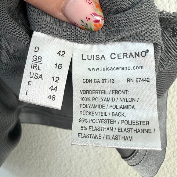 LUISA CERANO Beaded Sequin Camisole Top Gray Italy Embellished Luxe Size 12 - Picture 6 of 6